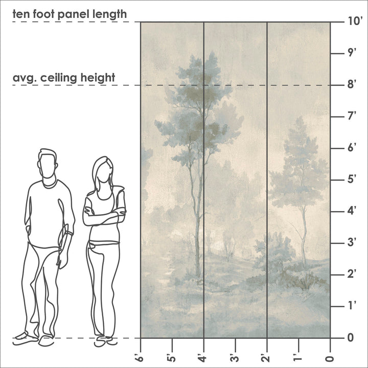 Painted Pines - Butter Sky <br> Wallpaper Mural - The Detroit Wallpaper Co.