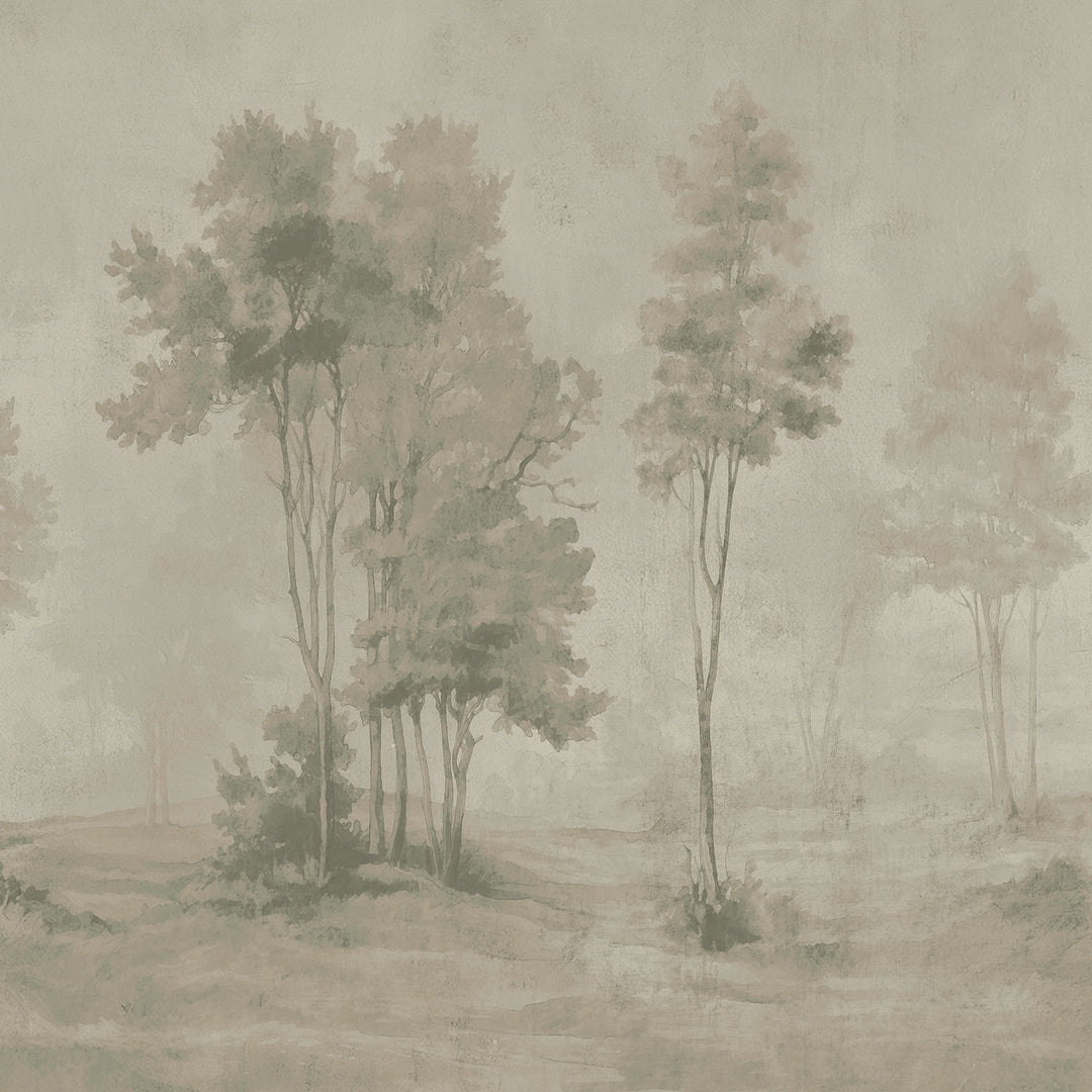 Painted Pines - Dirty Olive <br> Wallpaper Mural - The Detroit Wallpaper Co.