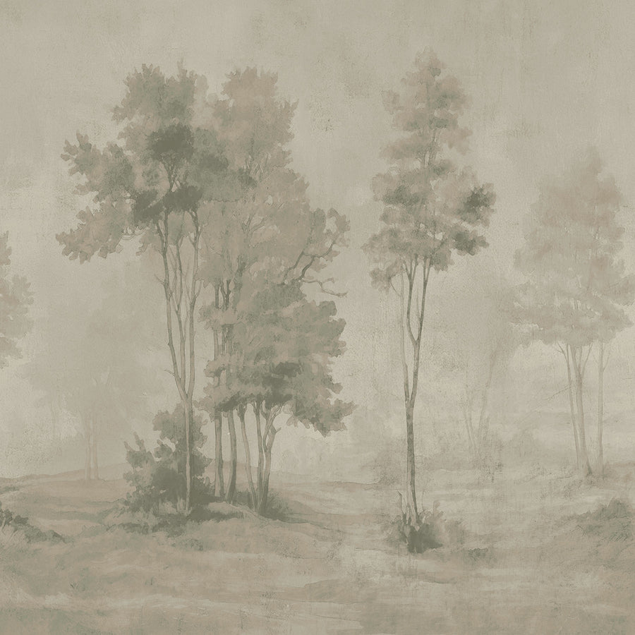 Painted Pines - Dirty Olive <br> Wallpaper Mural - The Detroit Wallpaper Co.