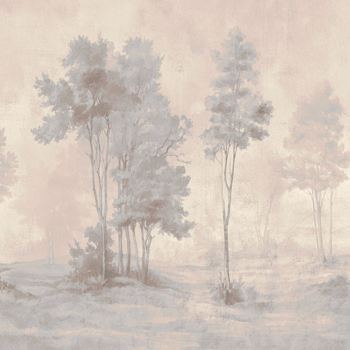 Painted Pines - Rosewood <br> Wallpaper Mural - The Detroit Wallpaper Co.
