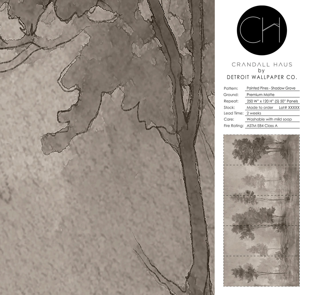 Painted Pines - Shadow Grove <br> Wallpaper Mural - The Detroit Wallpaper Co.