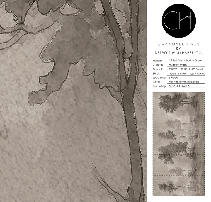 Painted Pines - Shadow Grove <br> Wallpaper Mural - The Detroit Wallpaper Co.