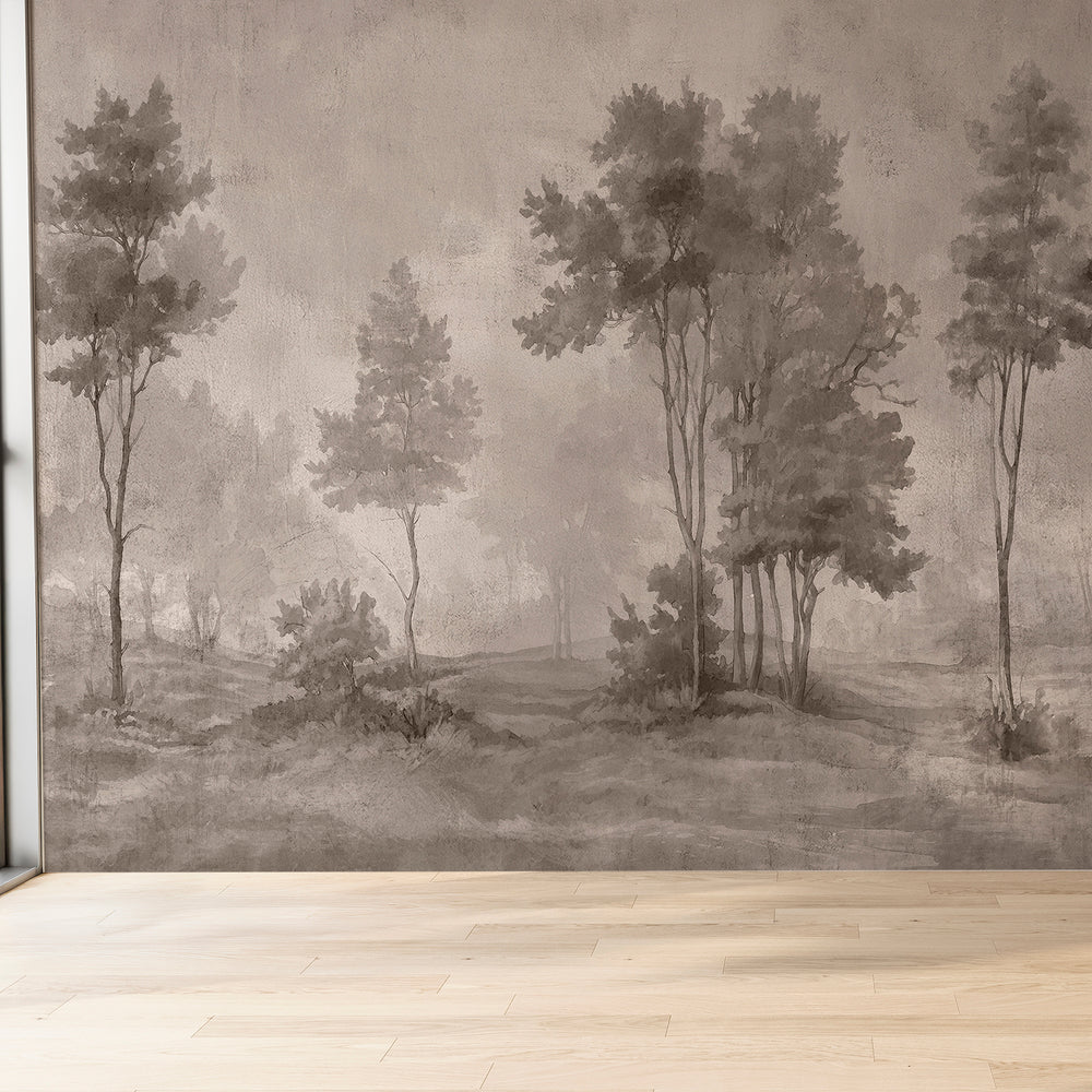 Painted Pines - Shadow Grove <br> Wallpaper Mural - The Detroit Wallpaper Co.