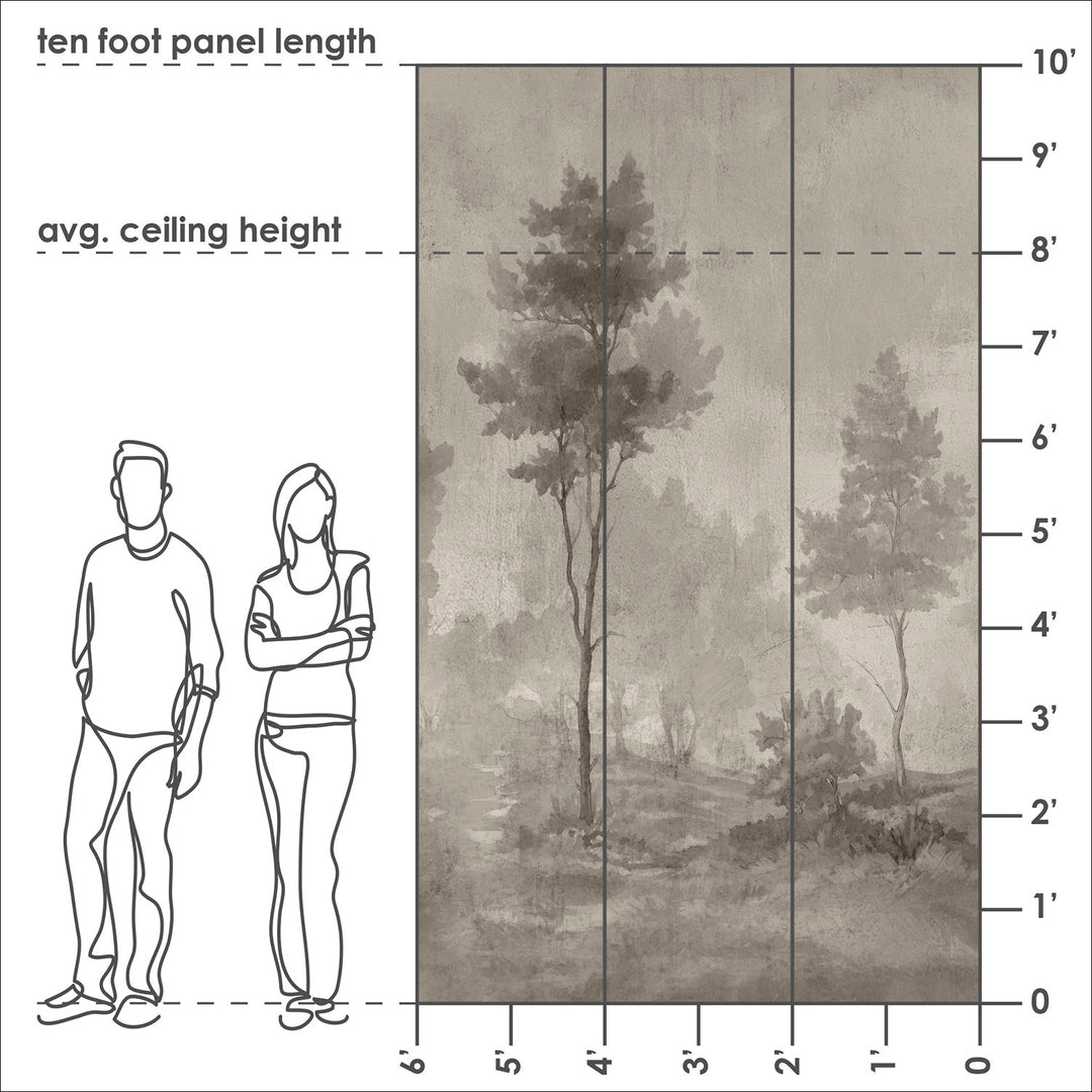 Painted Pines - Shadow Grove <br> Wallpaper Mural - The Detroit Wallpaper Co.