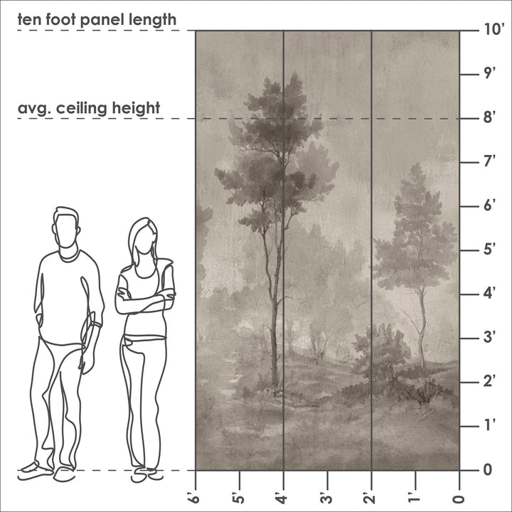 Painted Pines - Shadow Grove <br> Wallpaper Mural - The Detroit Wallpaper Co.