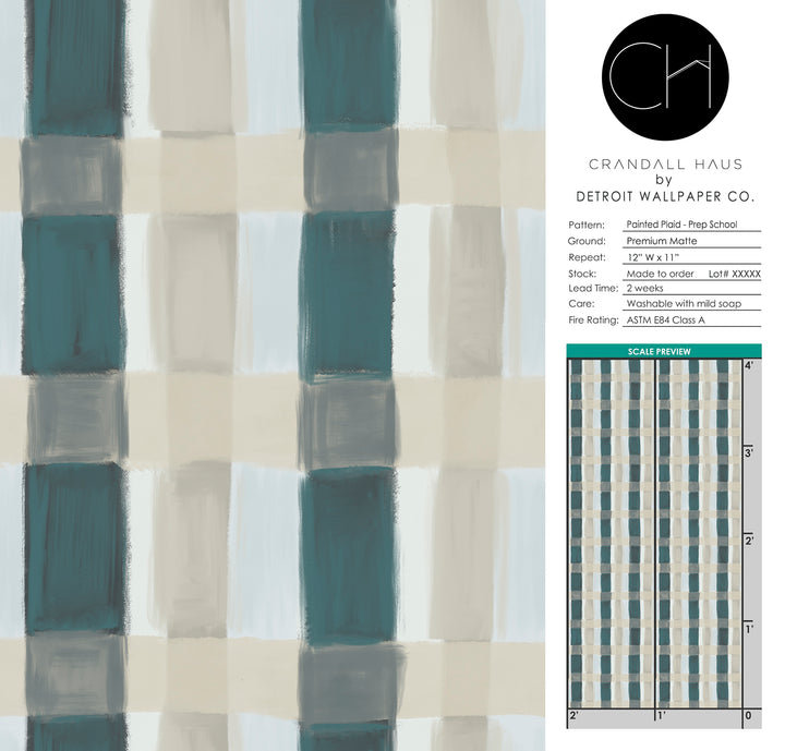 Painted Plaid -Prep School <br> Wallpaper - The Detroit Wallpaper Co.