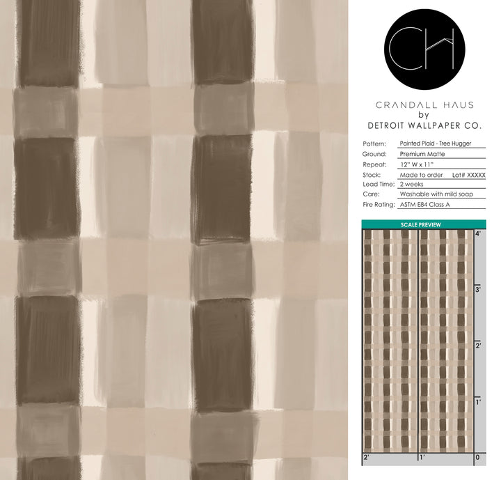 Painted Plaid -Tree Hugger <br> Wallpaper - The Detroit Wallpaper Co.