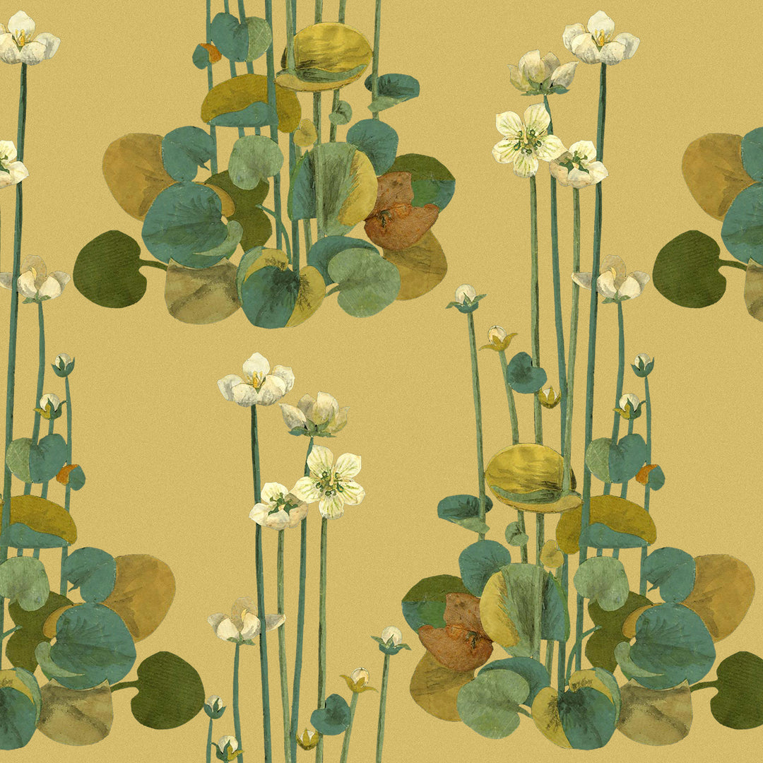 Parnassia - Golden <br> Wallpaper - The Detroit Wallpaper Co.