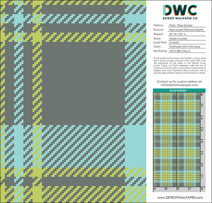 Plaid - Prep School <br> Wallpaper - The Detroit Wallpaper Co.