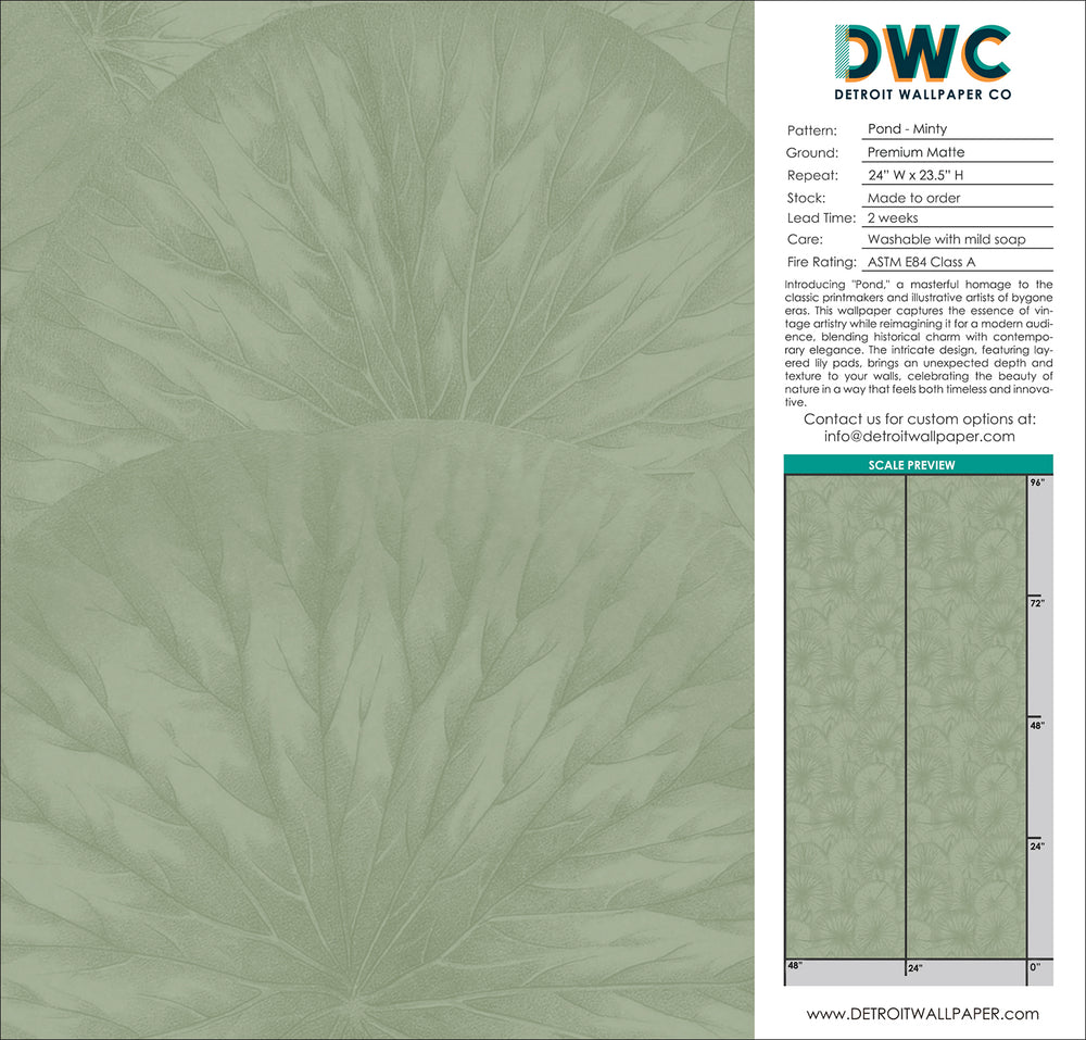 Pond - Minty <br> Wallpaper - The Detroit Wallpaper Co.
