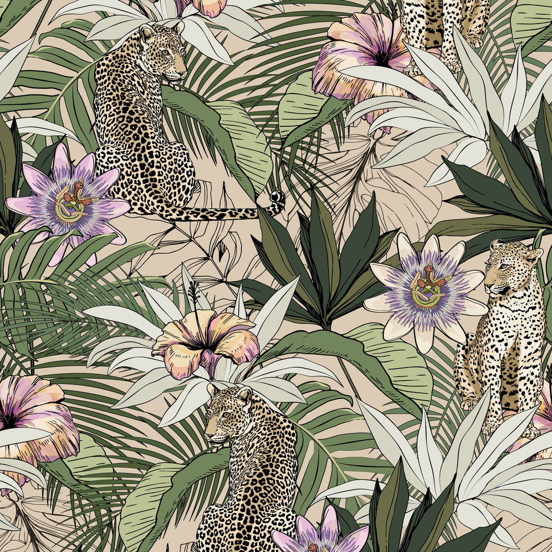 Pounce - Khaki <br> Wallpaper - The Detroit Wallpaper Co.