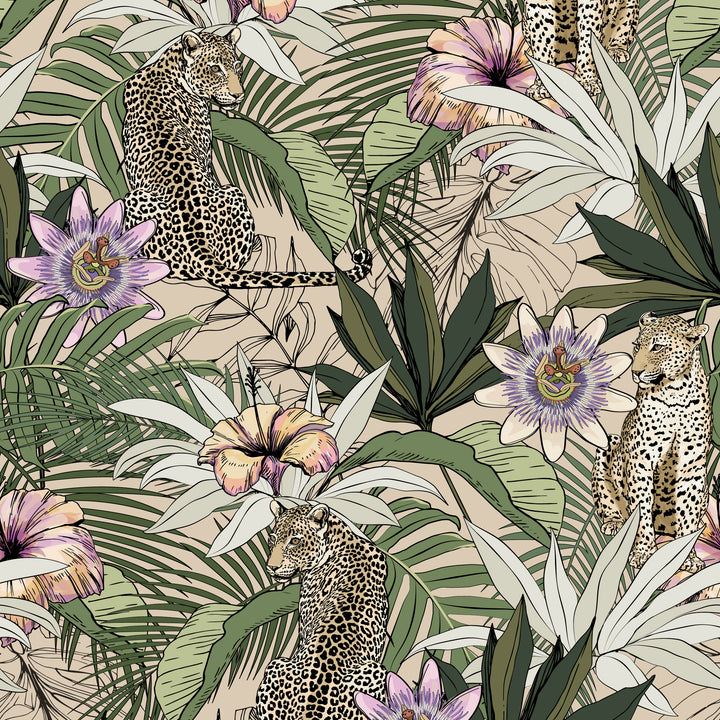 Pounce - Khaki <br> Wallpaper - The Detroit Wallpaper Co.