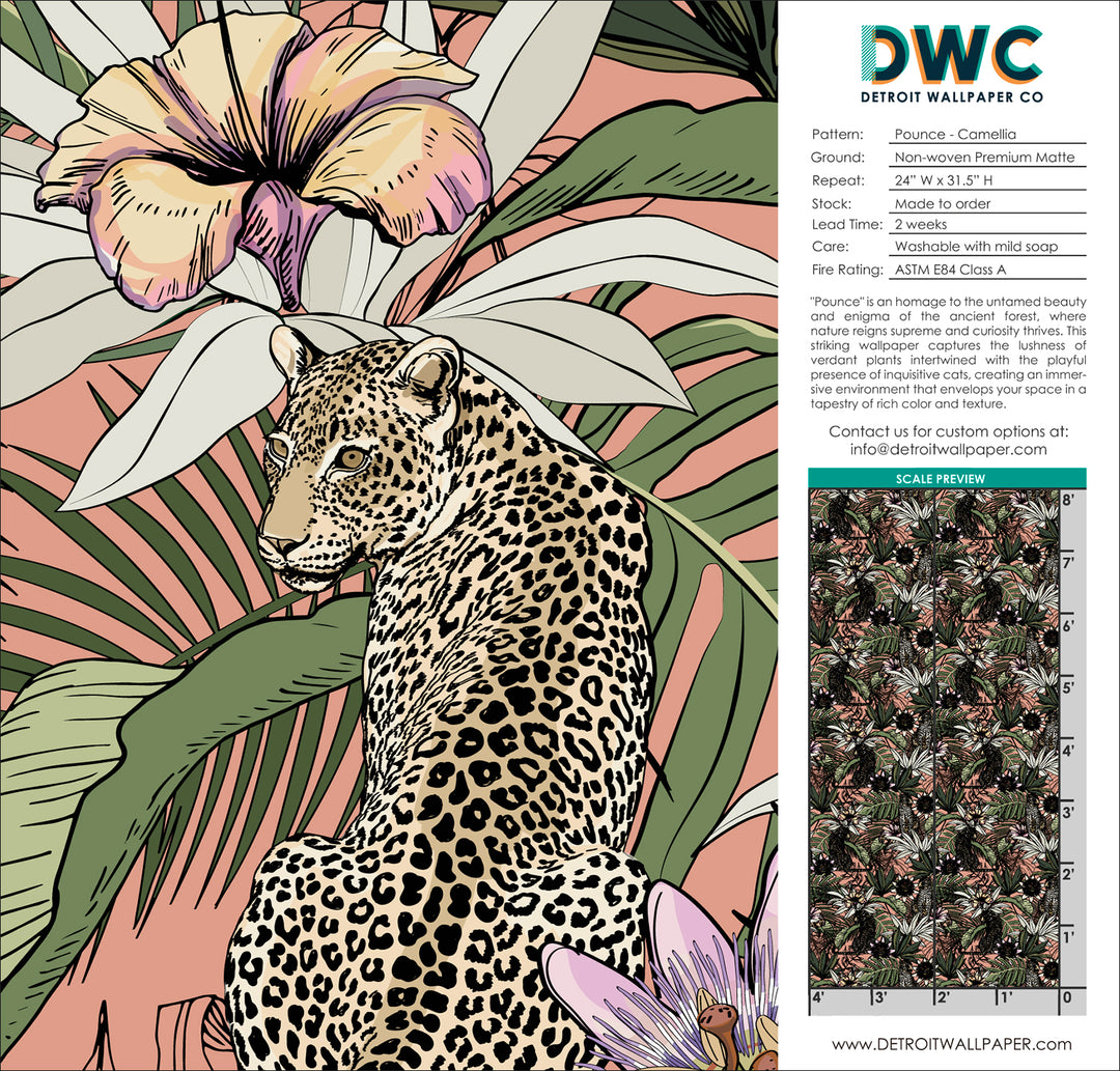 Pounce - Camillia <br> Wallpaper - The Detroit Wallpaper Co.