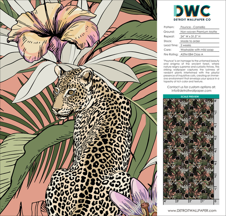 Pounce - Camillia <br> Wallpaper - The Detroit Wallpaper Co.