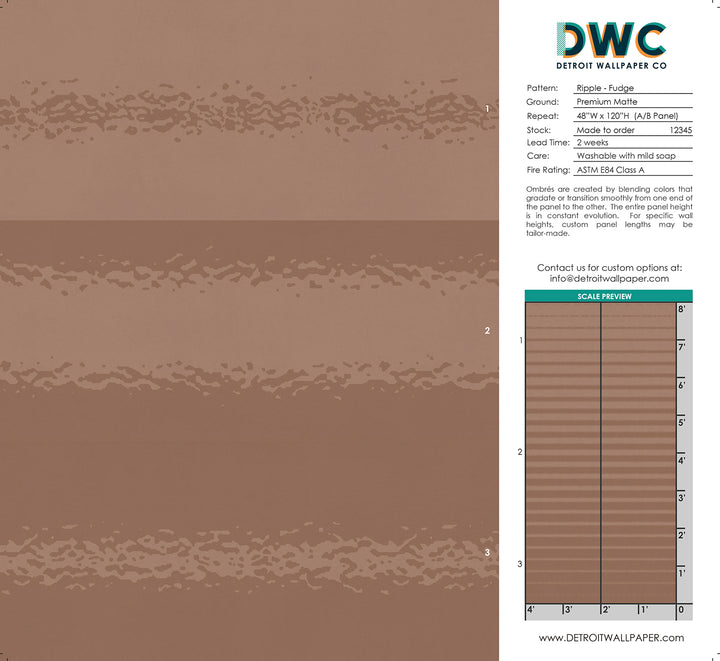 Ripple Ombré - Fudge <br> Wallpaper - The Detroit Wallpaper Co.