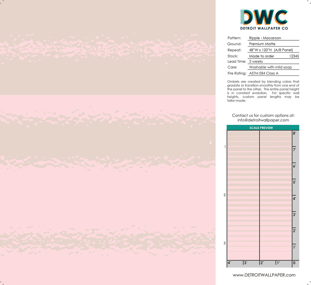 Ripple Ombré - Macaroon <br> Wallpaper - The Detroit Wallpaper Co.
