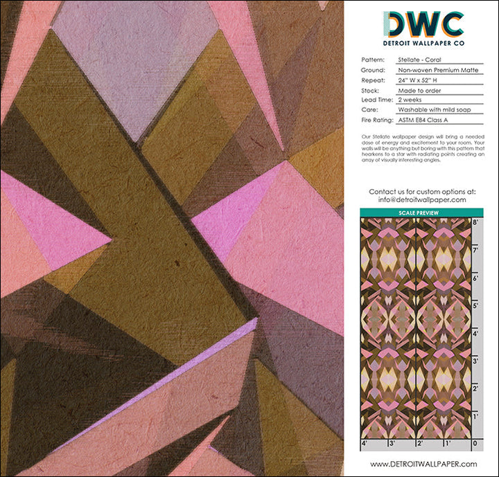 Stellate - Coral <br> Wallpaper - The Detroit Wallpaper Co.