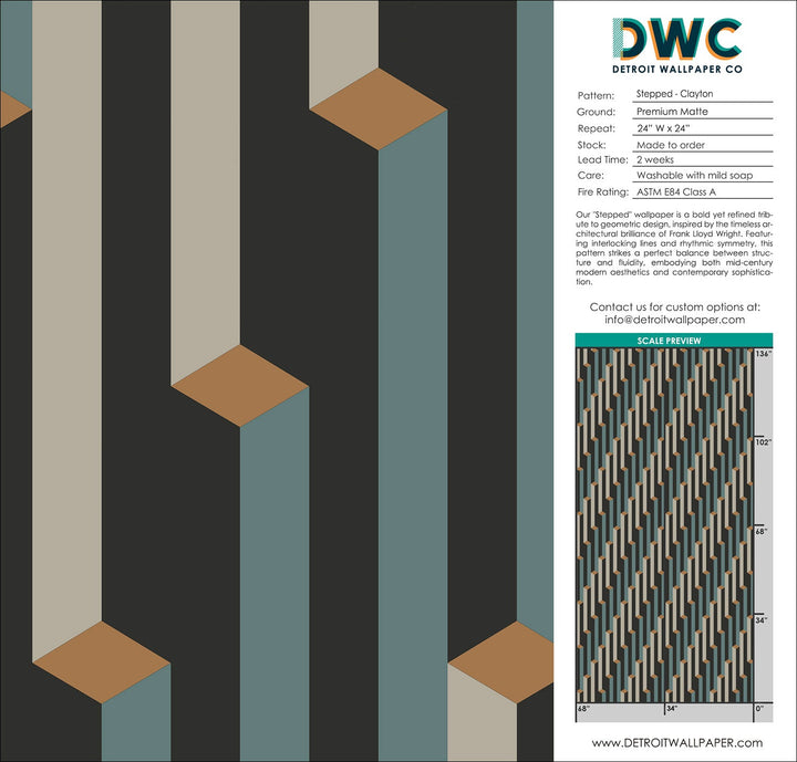 Stepped - Clayton <br> Wallpaper - The Detroit Wallpaper Co.