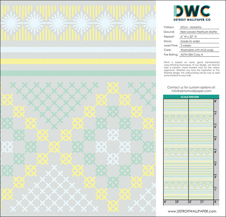 Stitch - Marietta <br> Wallpaper - The Detroit Wallpaper Co.