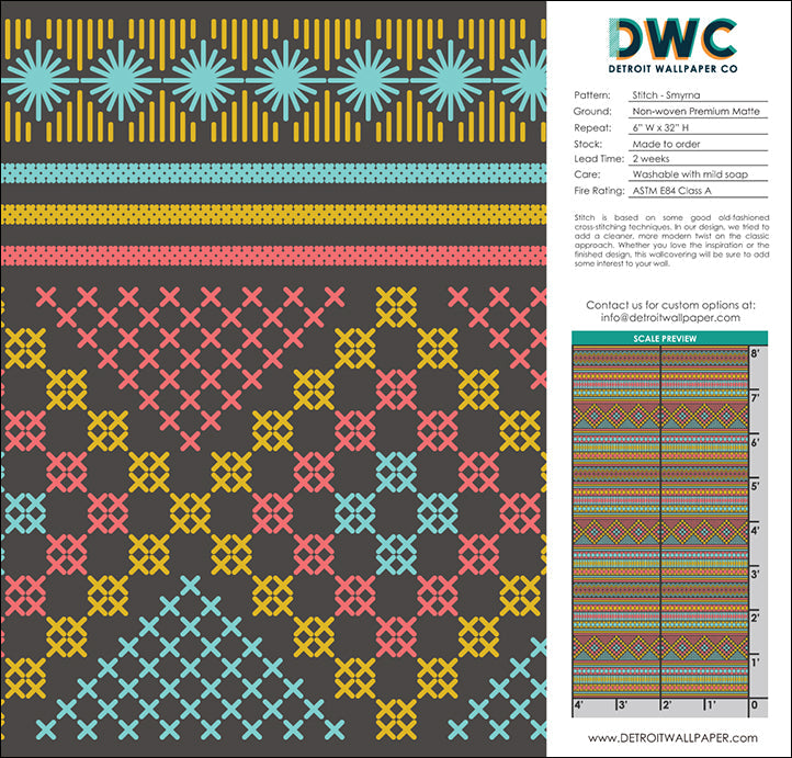 Stitch - Smyrna <br> Wallpaper - The Detroit Wallpaper Co.