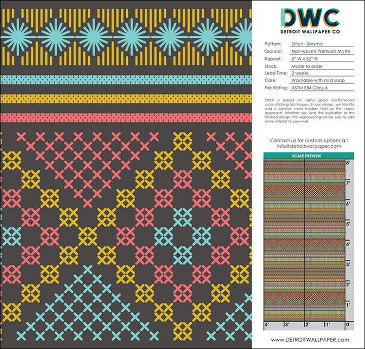 Stitch - Smyrna <br> Wallpaper - The Detroit Wallpaper Co.