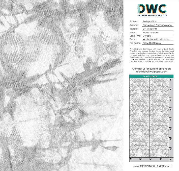 Tie-Dye - Zinc <br> Wallpaper - The Detroit Wallpaper Co.