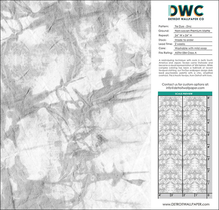 Tie-Dye - Zinc <br> Wallpaper - The Detroit Wallpaper Co.