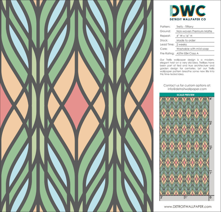 Trellis - Tiffany <br> Wallpaper - The Detroit Wallpaper Co.