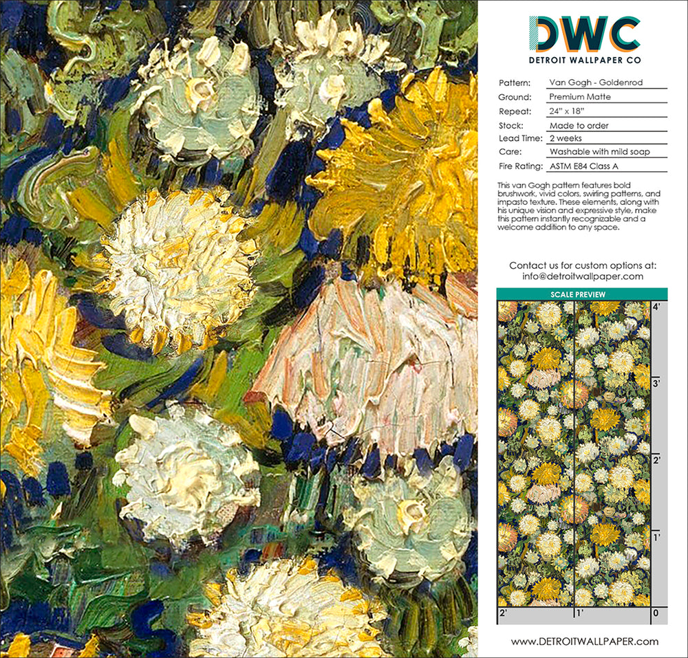 Van Gogh - Goldenrod <br> Wallpaper - The Detroit Wallpaper Co.
