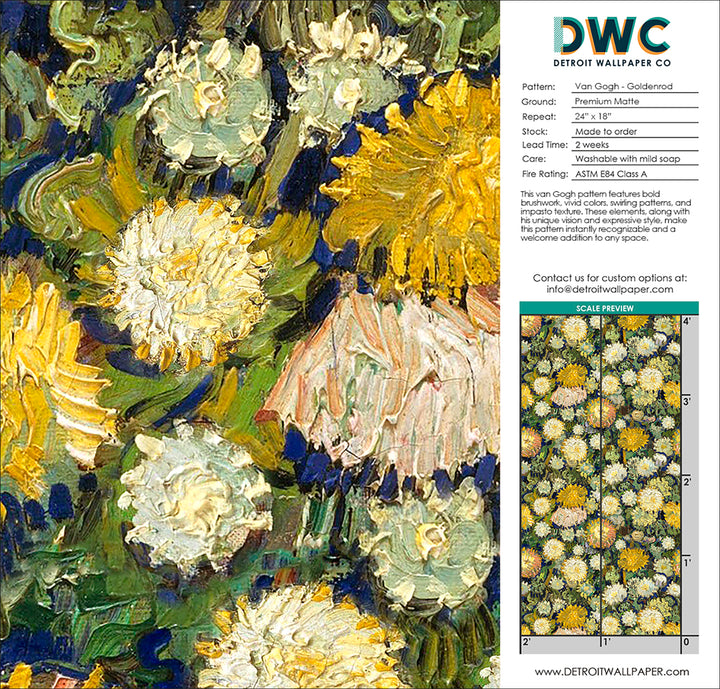 Van Gogh - Goldenrod <br> Wallpaper - The Detroit Wallpaper Co.
