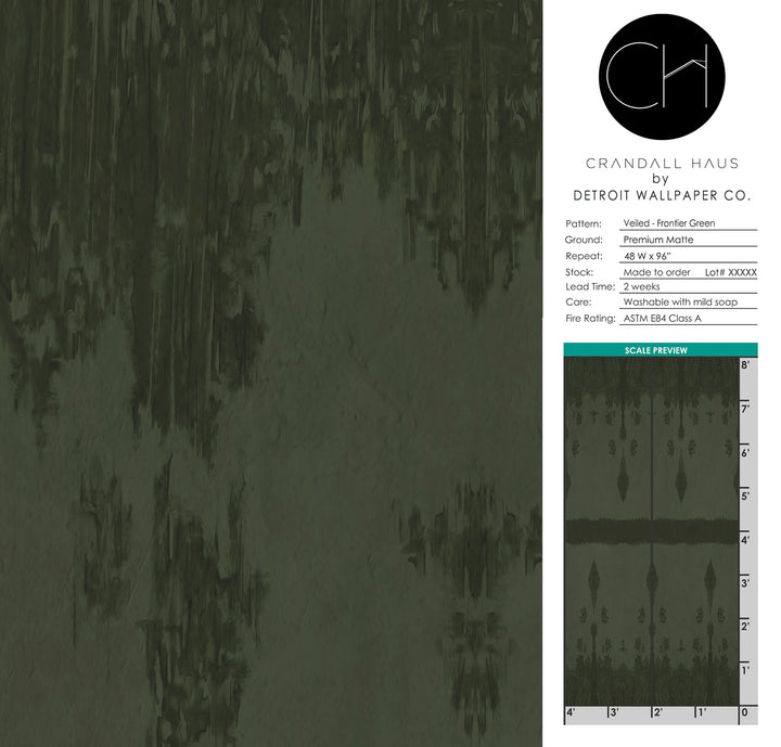Veiled - Frontier Green <br> Wallpaper - The Detroit Wallpaper Co.