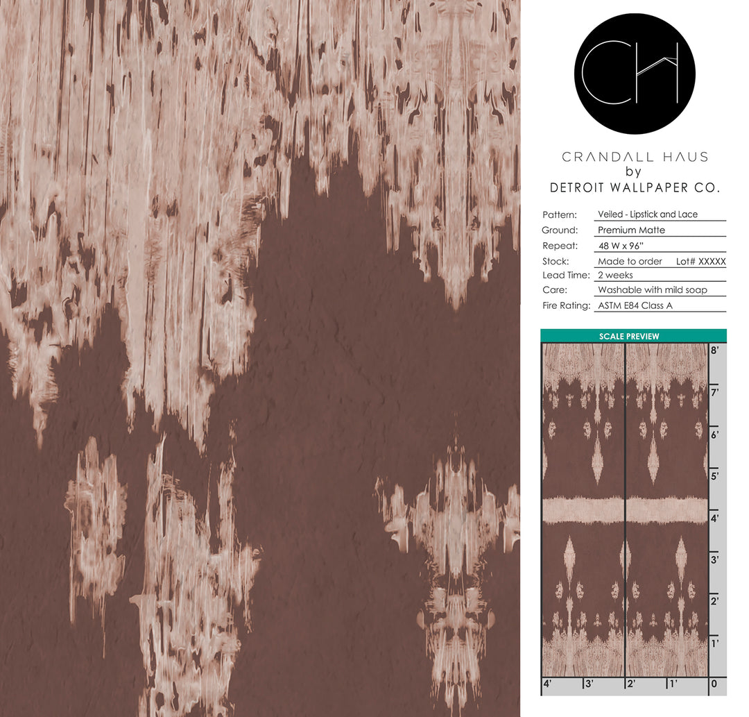 Veiled - Lipstick and Lace <br> Wallpaper - The Detroit Wallpaper Co.