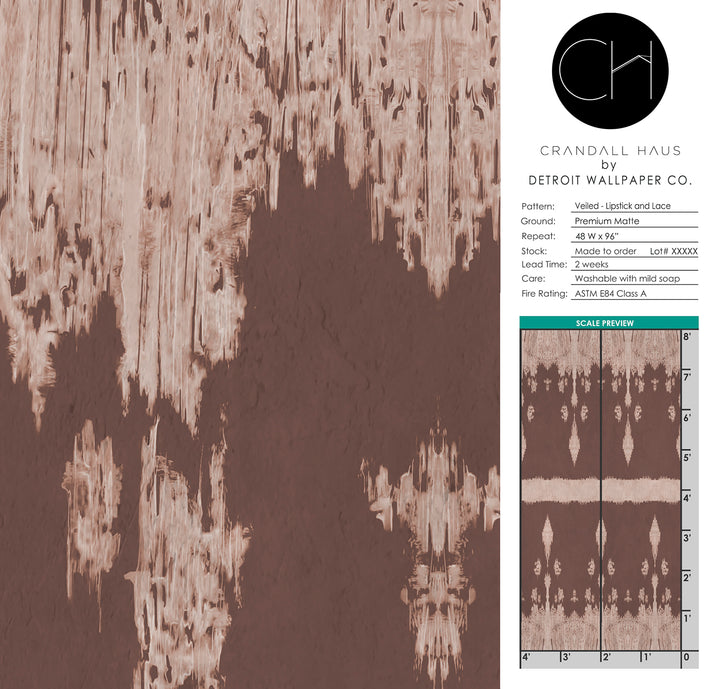 Veiled - Lipstick and Lace <br> Wallpaper - The Detroit Wallpaper Co.