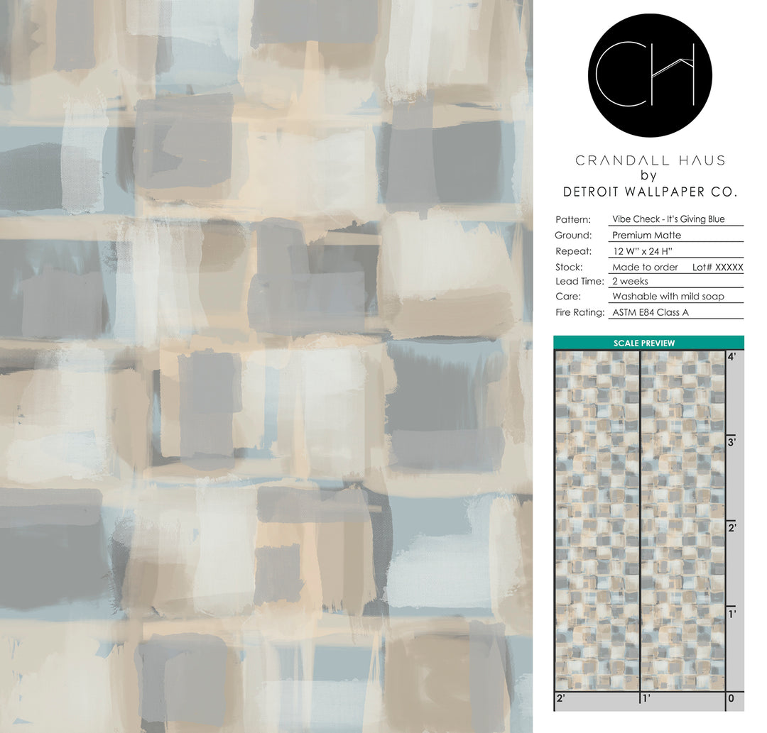 Vibe Check - It's Giving Blue <br> Wallpaper - The Detroit Wallpaper Co.
