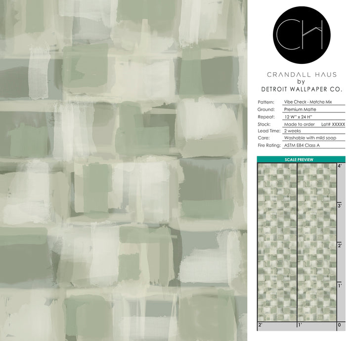 Vibe Check - Macha Mix <br> Wallpaper - The Detroit Wallpaper Co.