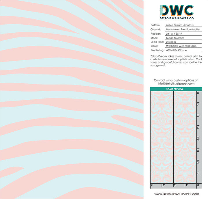 Zebra Dream - Fantasy <br> Wallpaper - The Detroit Wallpaper Co.