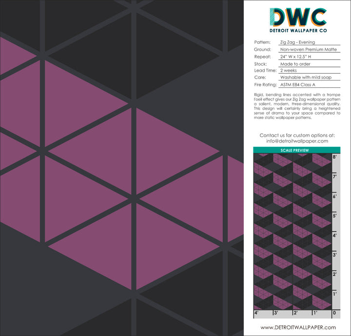 Zig Zag - Evening <br> Wallpaper - The Detroit Wallpaper Co.