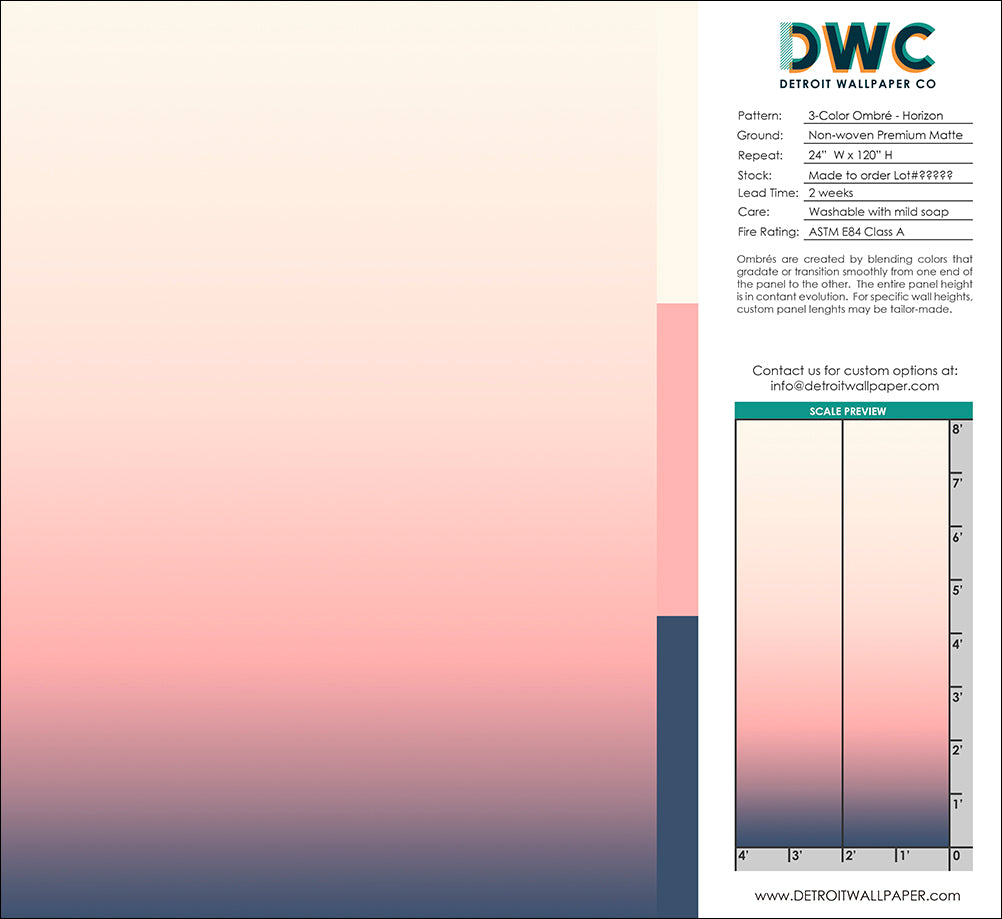 3 Color Ombré - Horizon <br> Wallpaper - The Detroit Wallpaper Co.