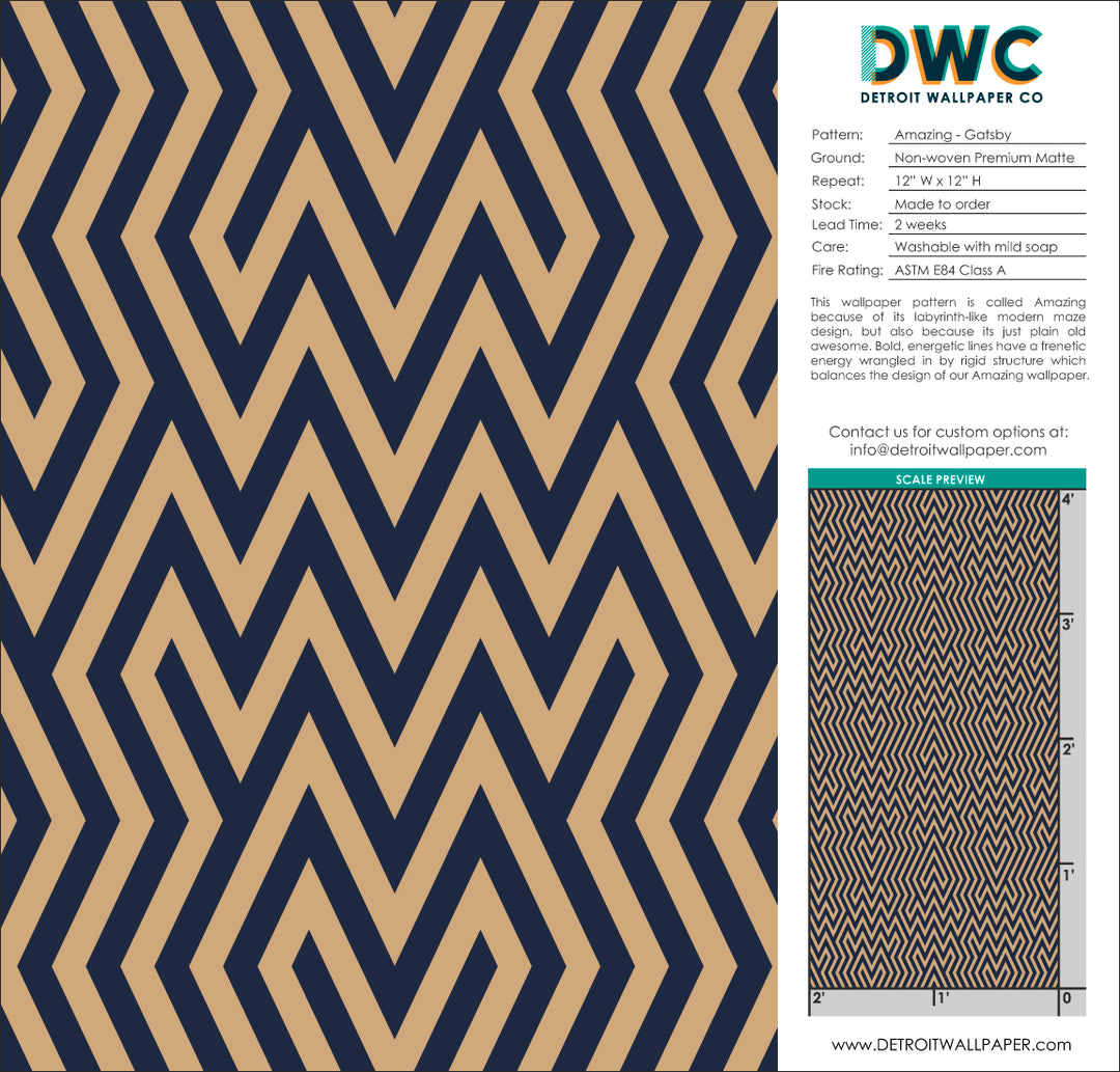 Amazing - Gatsby <br> Wallpaper - The Detroit Wallpaper Co.