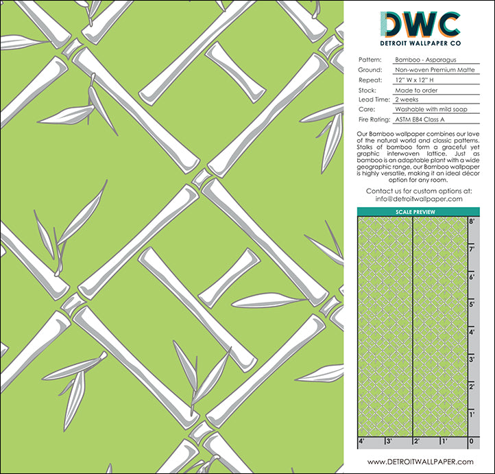 Bamboo - Asparagus <br> Wallpaper - The Detroit Wallpaper Co.