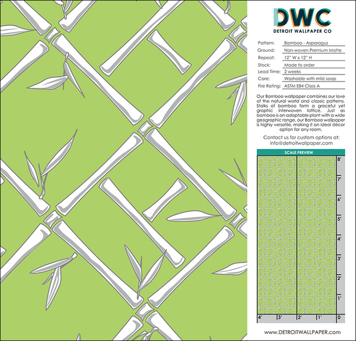 Bamboo - Asparagus <br> Wallpaper - The Detroit Wallpaper Co.