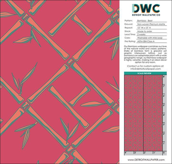 Bamboo - Beet <br> Wallpaper - The Detroit Wallpaper Co.