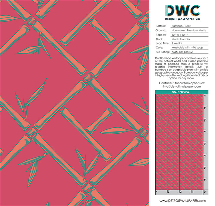 Bamboo - Beet <br> Wallpaper - The Detroit Wallpaper Co.