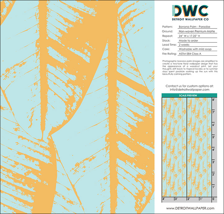 Banana Palm - Paradise <br> Wallpaper - The Detroit Wallpaper Co.