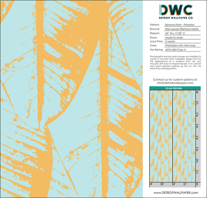 Banana Palm - Paradise <br> Wallpaper - The Detroit Wallpaper Co.