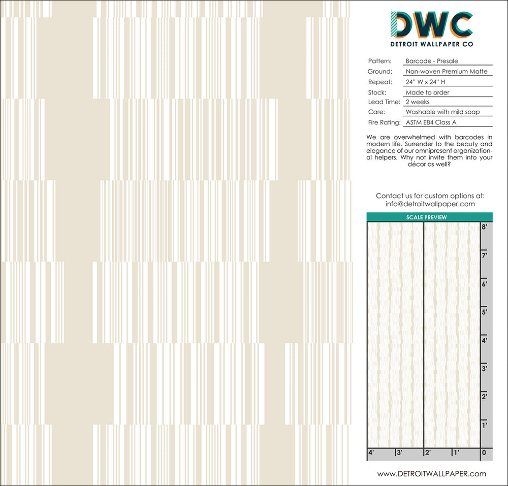 Barcode - Presale <br> Wallpaper - The Detroit Wallpaper Co.