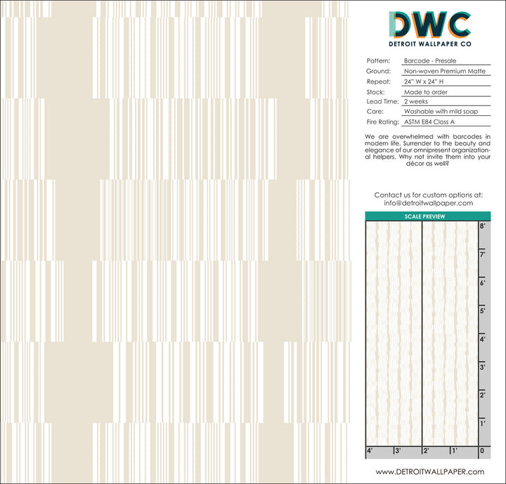 Barcode - Presale <br> Wallpaper - The Detroit Wallpaper Co.