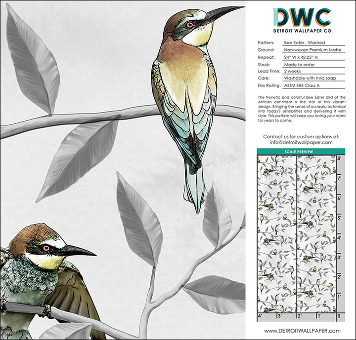 Bee Eater - Washed <br> Wallpaper - The Detroit Wallpaper Co.