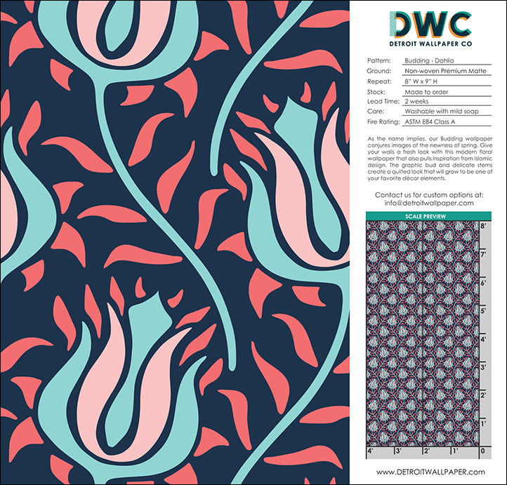 Budding - Dahlia <br> Wallpaper - The Detroit Wallpaper Co.