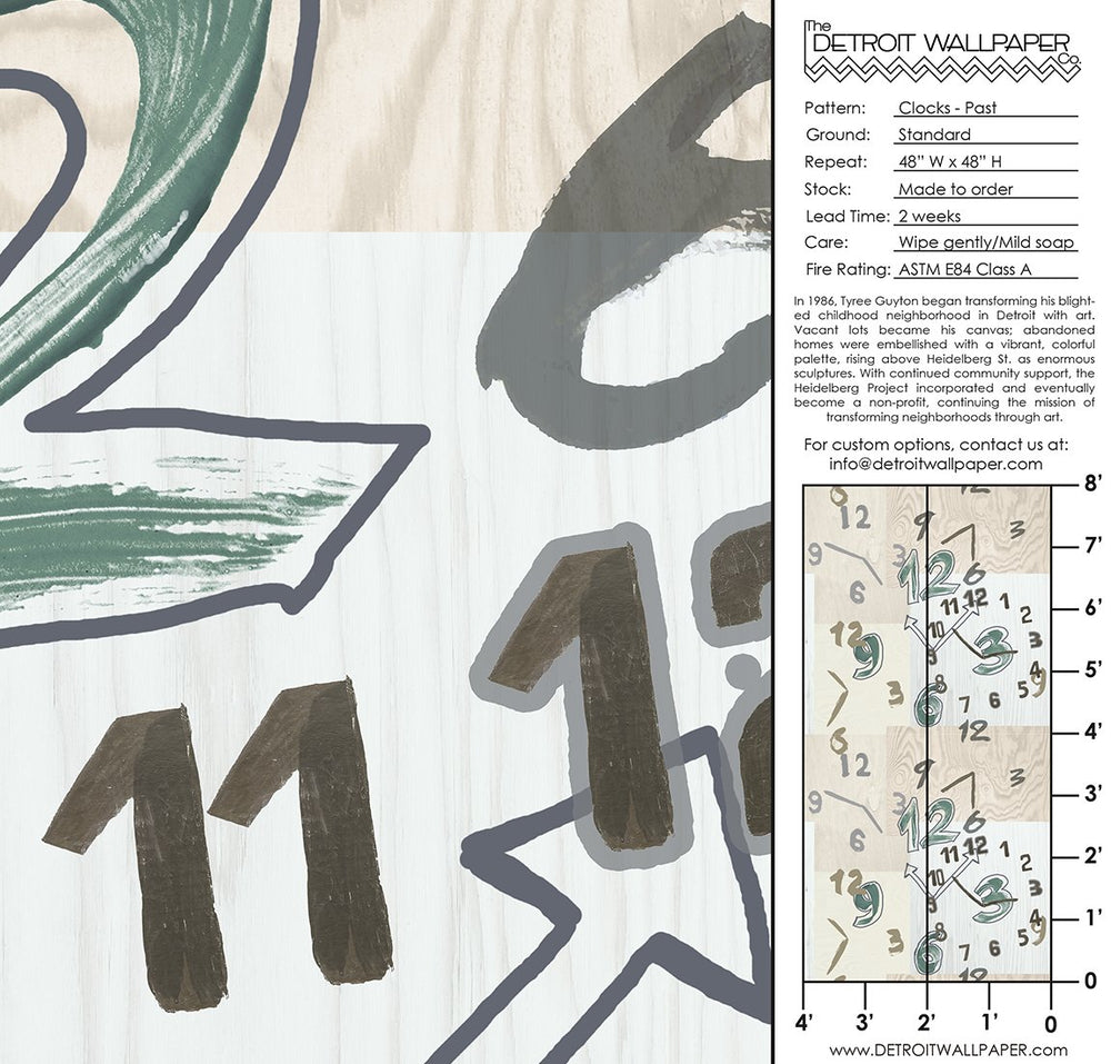 Clocks - Past <br> Heidelberg Project - Trendy Custom Wallpaper | Contemporary Wallpaper Designs | The Detroit Wallpaper Co.